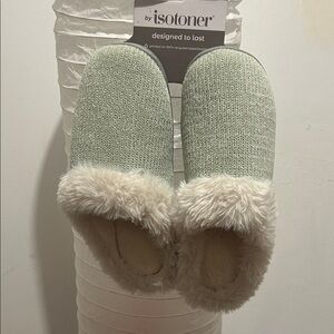 Isotoner Sage Knit Slippers with Plush Fur